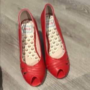 Stylish Red Peep-Toe Women's Shoes